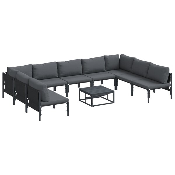 vidaXL Ensemble de canapé de jardin 10 Pièces Anthracite Acier