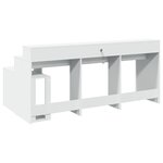 Bureau table poste de travail meuble d'ordinateur informatique étude avec lumières LED 200 x 104 x 91 cm bois d'ingénierie blanc 02_0023409