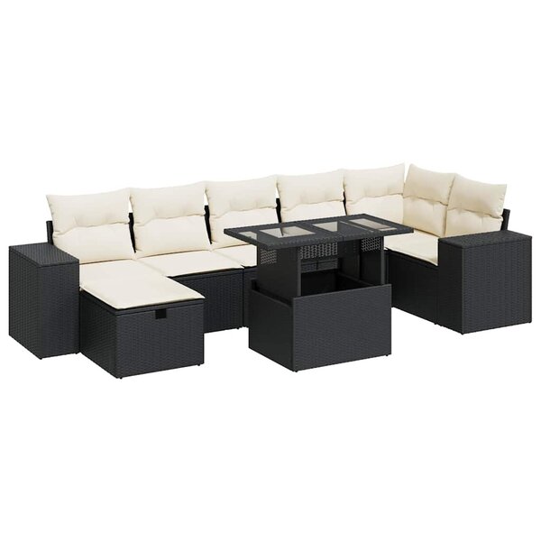 vidaXL Salon de jardin 5 Pièces avec coussins noir résine tressée