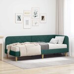 vidaXL Cadre de lit d'angle avec matelas Vert foncé 80 x 200 cm tissu