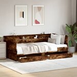 vidaXL Lit de jour avec tiroirs sans matelas chêne fumé 75x190 cm