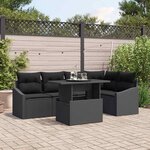 vidaXL Ensemble de canapé de jardin 6 Pièces Noir 100 x 55 x 73 cm