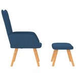 vidaXL Chaise de relaxation avec tabouret Bleu Tissu