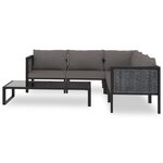 vidaXL Salon de jardin 6 Pièces avec coussins résine tressée anthracite
