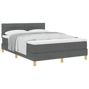 vidaXL Lit à ressorts avec matelas Gris foncé 140 x 190 cm tissu
