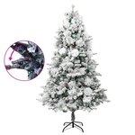 vidaXL Sapin de Noël pré-éclairé avec neige floquée/cônes 225cm PVC/PE