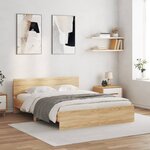 vidaXL Cadre de lit avec tête de lit chêne sonoma 150x200 cm