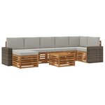 vidaXL Ensemble de canapés d'extérieur 8 pc Naturel et gris clair