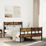 vidaXL Cadre de lit en métal sans matelas chêne fumé 120x190 cm