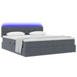 vidaXL Lit de rangement LED avec matelas Gris foncé 200 x 200 cm