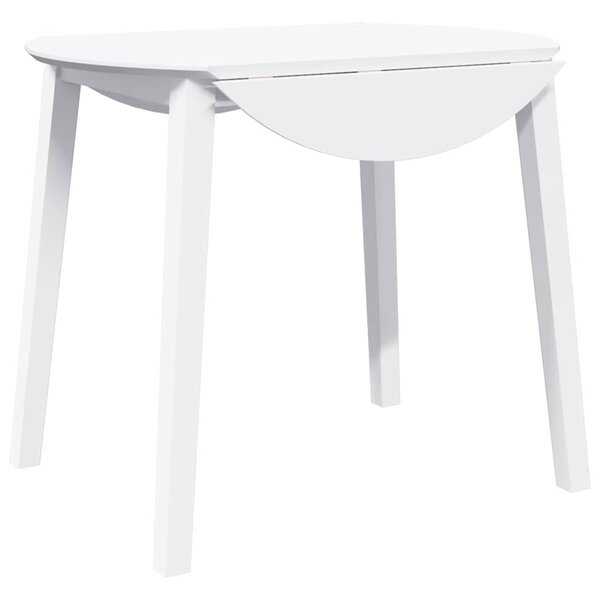 vidaXL Table à manger blanc bois massif et caoutchouc
