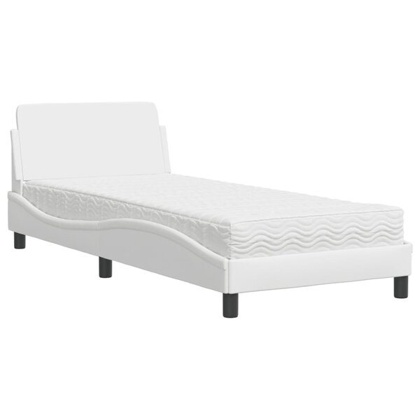 vidaXL Lit avec matelas blanc 90x200 cm similicuir