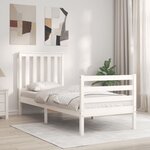 vidaXL Cadre de lit sans matelas blanc bois massif