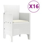 Ensemble de salle à manger de jardin vidaXL 17 pièces avec coussins en rotin poly blanc