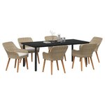 vidaXL Ensemble de salle à manger pour jardin 7 Pièces Beige polyrotin