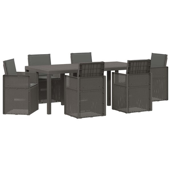 vidaXL Ensemble de salle à manger pour jardin avec coussin 7 Pièces PP