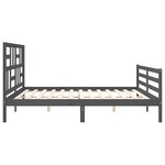 vidaXL Cadre de lit avec tête de lit gris 200x200 cm bois massif