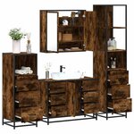 vidaXL Ensemble meubles salle de bain 4 Pièces chêne fumé bois ingénierie