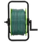 vidaXL Enrouleur de tuyau vert sur pied avec jeu de raccords de tuyaux