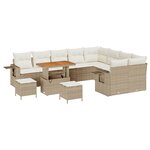 vidaXL Ensemble de Sofa de Jardin de 12 Pièces avec Coussins Rotin Poly Beige Acacia