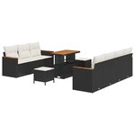 vidaXL Ensemble de canapé de jardin 10 Pièces Noir Poly rotin