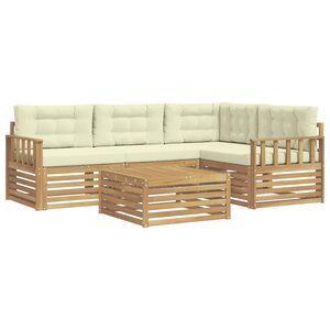 vidaXL Ensemble de canapés d'extérieur 6 pc Blanc et crème Polyester