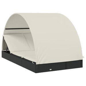 vidaXL Transat 2 places avec toit rond noir 211x112x140 cm