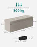Banc de rangement pouf en velours avec couvercle avec 2 boîtes séparateur amovible capacité de charge 300 kg pour couloir salon chambre beige 12_0004162