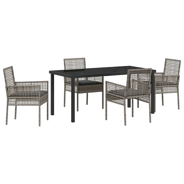vidaXL Ensemble de salle à manger pour jardin 5 Pièces Gris polyrotin