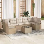vidaXL Ensemble de canapé de jardin avec coussin 8 Pièces Beige et crème