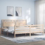 vidaXL Cadre de lit avec tête de lit 200x200 cm bois massif