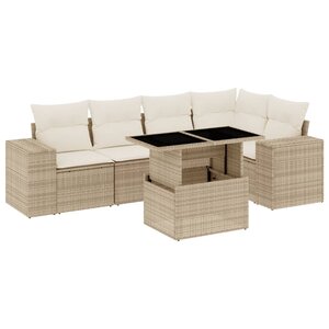 vidaXL Salon de jardin avec coussins 6 Pièces beige résine tressée