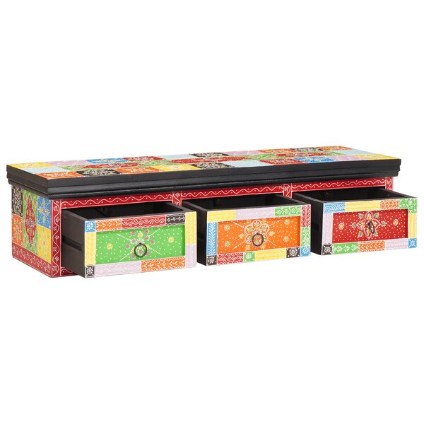vidaXL Meuble TV mural 100x30x24 cm Bois massif Mangue brut