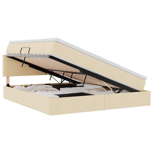 vidaXL Lit avec rangement et matelas avec matelas Crème 160 x 200 cm