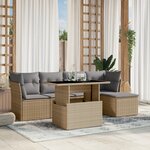 vidaXL Salon de jardin avec coussins 6 Pièces beige résine tressée