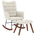 vidaXL Chaise à bascule avec repose-pied crème velours