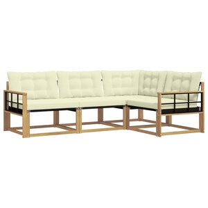 vidaXL Ensemble de canapés d'extérieur 4 pc Blanc et crème