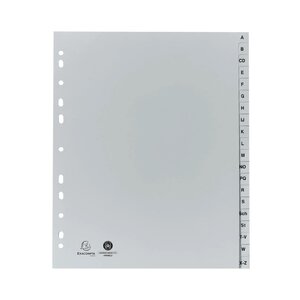 Intercalaires Imprimés Alphabétiques Pp Recyclé Gris - Az (alphabet Allemand) 20 Positions - A4 Maxi - Gris - Exacompta