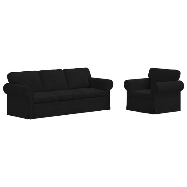 vidaXL Canapé 2 Pièces Noir 215 x 82 x 80 cm tissu