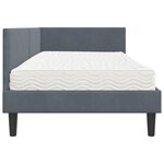vidaXL Cadre de lit d'angle avec matelas 2 pc Gris foncé 90 x 200 cm