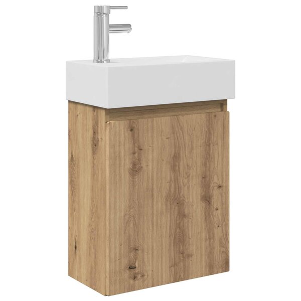 vidaXL Meuble de salle de bain avec robinet Chêne artisanal