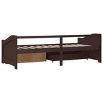 vidaXL Lit de repos 3 places à tiroirs Marron foncé Pin 90x200 cm