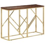 vidaXL Table console doré acier inoxydable et bois de mélèze massif