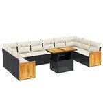 vidaXL Salon de jardin 11 Pièces avec coussins noir résine tressée