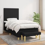 vidaXL Sommier à lattes de lit avec matelas Noir 90x190 cm Tissu