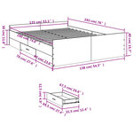 vidaXL Cadre de lit avec tiroirs sans matelas chêne marron 135x190 cm