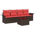 vidaXL Ensemble de Canapés avec coussin 5 Pièces Marron polyrotin