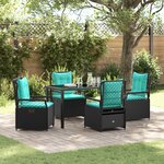 vidaXL Ensemble de 5 pièces de mobilier de jardin en rattan poly noir