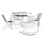 vidaXL Ensemble à dîner d'extérieur pliable 5 Pièces Bois solide de teck