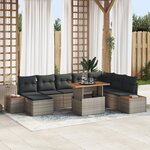 Ensemble de Canapé de Jardin vidaXL 9 Pièces Avec Coussins Gris Rattan Poly